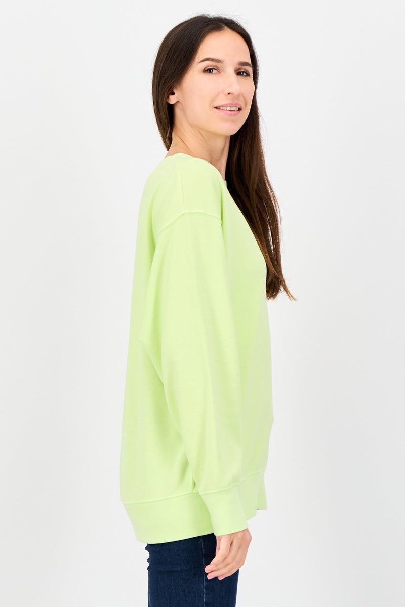 American Eagle Women Crew Neck Long Sleeve Plain Sweatshirts, Lime Green - Image 4